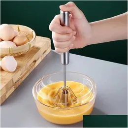 Äggverktyg Kök rostfritt stål Visp Beater Creamery Semi-Matic Rotary Creamy Hand Blender Mixer Hushåll YFA1964 Drop Leverans Ho Ottqx