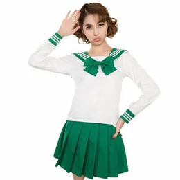 school Uniform for Girls Anime Cosplay Sailor Uniform 7colors Japanese Style Jk Korean Tops+tie+skirt Navy Students Cheerleader 89Qw#