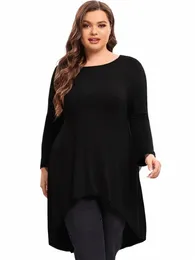 Plus Size Lg manica elegante primavera autunno camicetta donna Lg Hi Low Fit Flare Swing Tops Tunica allentata di grandi dimensioni 5XL 6XL 7XL 8XL x0zl #