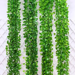 12pc 2M Artificial Plants Ivy Creeper Green Leaf Home Decor Fake Flower DIY Hanging Garland Wedding Party Room Garden Decoration 240323