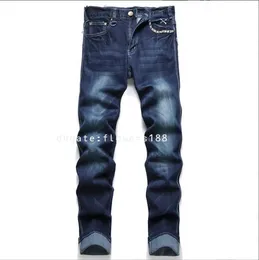 Herren Jeans 2024 Winterkatze Bart zurück -Tasche stickte lose orange geraden Stretch Herren Jeans Baggy Jeans für Herrendesigner Baggy Jeans Männer Baggy Yamson