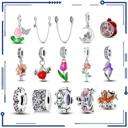 925 Silver Fashion New Plant Series Flower Beded Pendant Charm smycken Tillbehör Beaded Armband Halsband som gör gränsöverskridande gratis frakt