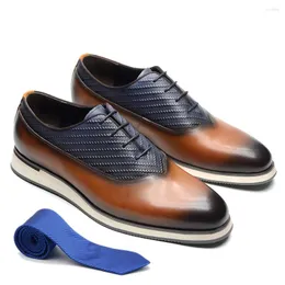 Casual Shoes Xebos Luxury Mens Sneakers äkta ko läder andas snörning vanlig tå oxford kontor män original