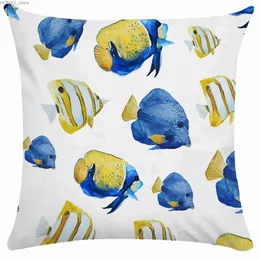 Pillow 45x45cm Starfish Shell Crab Fish case Living Room sofa Chair Bed Soft Cushion cover Home Decoration Y240401IG7A