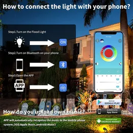 15 Вт RGB Landscape Light Smart Bluetooth Garden Lawn Spotlights Lamp