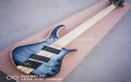 Mayon 5 Strings Blue Blue Flame Maple Top Electric Bass Guitar Neck من خلال الجسم المليء بالحيوانات الأسلاك السوداء الأسلاك النشطة 9V 1234576