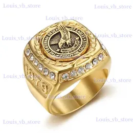 Band Rings Hip Bling ised ut rostfritt stål Den broderliga ordningen av Eagle Rings Philippine Eagle Ring for Men Rapper Jewelry Size 7-13 T240330