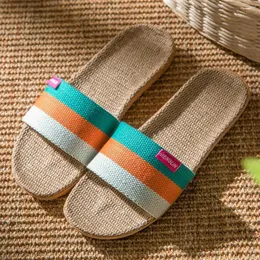 Slippers Breathable Comfortable Deodorant Healthy Linen Women Shoes Non-Slip Wear-Resistant Home Men