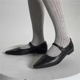 Sapatos casuais fivela para senhoras dedos apontados alça frontal salto baixo linhas de costura feminino couro do plutônio chassure femme rasa zapatos mujer