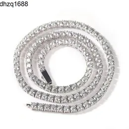 Лидер продаж, самые популярные латунные мужские 3 мм, 4 мм, 5 мм, белое золото, пружинная застежка, кластеризованное Cz Diamond Vvs, теннисная цепочка, ожерелье