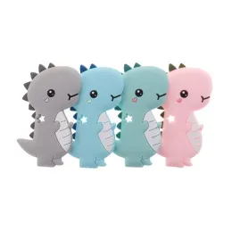 Colares FKISBOX ESTEGOSAURUS 5PCS Silicone Baby Teether BPA desenho animado grátis Animal recém -nascido Toço de joalheria pingente mastigável brinquedo de aniversário