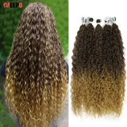 Weave Weave Meepo Synthetic Curly Organic Hair Bundles Human Hair Feeling 7080cm Super Long Natural Hair Water Weave Ombre Color