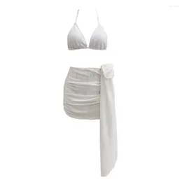 Costume da bagno da donna Bikini da donna elegante con gonna copricostume floreale a vita alta Abbigliamento da spiaggia sexy per il completo estivo