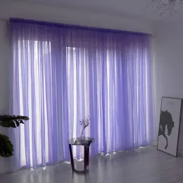 Tulle Sheer Curtains for Living Room Transparent Window Curtain Drape Rod Pocket Curtains Bedroom Panel Fabric Decor Cortinas