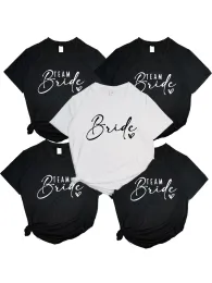 Командная невеста сердце evjf hen party Женщины-футболка Gropu Женская свадьба женские топы Tee camisetas mujer Женская черно-розовая белая одежда