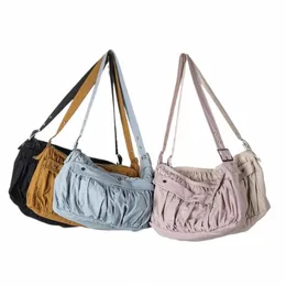 Único Ruched Nyl Crossbody Bags para Mulheres Doce Doce Cor Meninas Casual Selas de Grande Capacidade com Rebite Saco de Luxo r6wa #