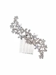 1 Horseeye Crystal petals Rhineste alloy bride hair comb wedding dr accories Hairpin e5Me#