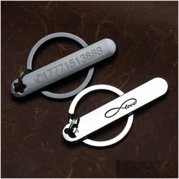 Keychains Lanyards Anpassade telefonnummer Söta ihåliga djur Personlig titan Bar Keyring Laser Gravering Namn CAR NYCKEL DROP DHERN