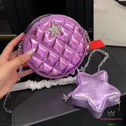 Tasarımcı Kadınlar Cüzdan Klasik Rhinestone Star 2-1 arada Omuz Çantaları Kapitone Dairesel Crossbody Çanta Lüks Yüksek Kaliteli Gerçek Deri Zincir Çanta Yıldızlar Para Çantası