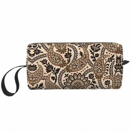 Borsa da toilette con texture floreale Paisley marrone Boho Bohemian Frs Style Cosmetic Makeup Organizer Ladies Beauty Storage Box W5h9 #