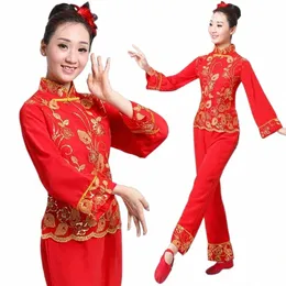 ancient chinese women folk dance li for woman hanfu women new year Fan Yangko Stage clothing drag Younger o4Dh#