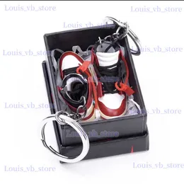 Keychains Lanyards 3D AJ Mini Sports Shoes Key Chain Phone Key Pendant Sports Shoes Present Box SetGift Double Lace Box Creative Personalized Presents T240330