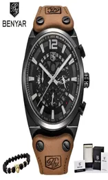 Benyar Mens Watches 군사 육군 크로노 그래프 시계 브랜드 럭셔리 스포츠 캐주얼 방수 남성 감시 쿼츠 남자 손목 시계 XFCS T25620434
