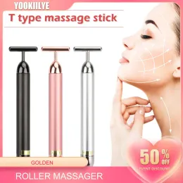 Т-форма 24K Energy Beauty Bare Vibrating Facial Roller Massager Device Устройство подтягивания кожи