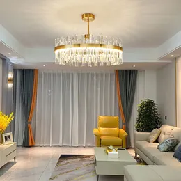 Deluxe Kristalldecke Krachen Nordisch einfache leichte Luxus runde Villa Pendelleuchte Leichte Wohnzimmer Esszimmerlampen
