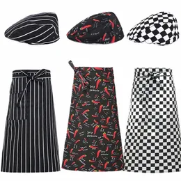 ristorante Cucina Chef Uniforme Apr Cap Servizio di ristorazione Panetteria regolabile Cuoco Chili Striped Solid Elastic Chef Aprs Workwear A1Wj #