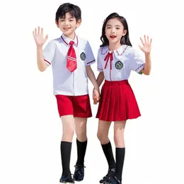 2024 Neues Design Kinder Sommer Schuluniform Set Kindergarten Leistung S Britischer Stil Kinder Schulkleidung Sets O1KG #