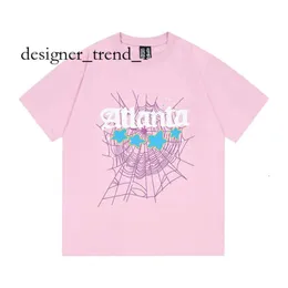 T-shirt Sp5der per uomo e donna, moda rosa cappello da gioventù stampa di qualità ragno designer t-shirt da uomo grafica web rosa con cappuccio Y2k pullover t-shirt top 8700