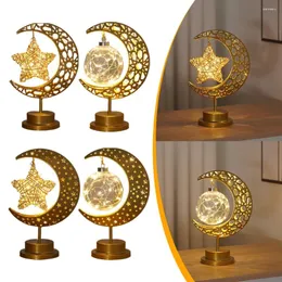 Lampade da tavolo in metallo LED Star Moon Light Night a batteria Cute Nightlight Camera da letto Decorazione Ramadan per bambini adulti