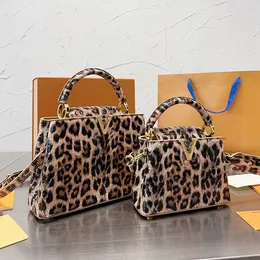 Leopard Women Splicing Cowhide Bag Quality Clutch Handbag Bags Shoulder Gold Hardware Buckle Flap Purse High Colors Tote Internal Pocke Exai