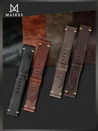 Maikes Handmade Watchband Butterfly Buckle Vegetable Torned Cow Leather Made in Italy Quick Release Armband Band Watch Strap