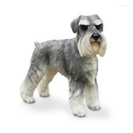 Decorative Figurines German Schnauzer Dog Simulation Animal Model Car Handicraft Ornament Collection