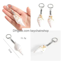 Keychains & Lanyards 2Pcs Natural Conch Key Chain For Women Men Bag Keyring Exquisite Beach Souvenir Gifts R231005 Drop Delivery Fash Dhlqx