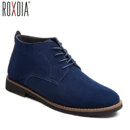 Bot Roxdia Gerçek Deri Erkekler Boots Tüm Sezon İş Ayakkabıları Erkek Dantel Yukarı Kürk Siyah Plus Boyutlu 3948 RXM099