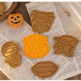 Stampi da forno 8 Pz/set Formine per Biscotti di Halloween Set Zucca Fantasma Stampo per Biscotti 3D Cartoon Pressabile Timbro Attrezzi Della Torta Fai da Te Decorazione