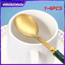 Spoons 1-6PCS Marble Pattern Dessert Spoon Creative Handle Nordic European-style Coffee Kitchen Accessories Imitation