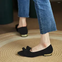 Sapatos casuais para mulher 2024 escritório calçados de verão feminino apontado dedo do pé amarelo salto baixo elegante tendência da moda em promoção de alta qualidade