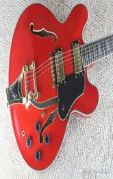 Neue Custom Shop Semi Hollow 335 rote E-Gitarre mit BY Tremolo2759301