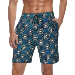 Herr shorts badkläder gotisk skalle bräde sommar hipster modern casure strand män tryckt springa snabba torra stammar