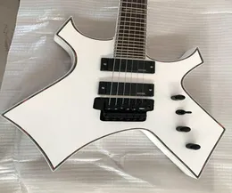 Sällsynta 24 Frets Rich Warlock White Electric Guitar Floyd Rose Tremolo EMG Active Pickup 9V Battery Abalone Body Binding Black H3798435