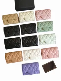 رفاهية C Fi Women Holders Flap Flap Classic Caviar Lambskin Wholesale Black Woman Small Mini Wallet Pure Color Pebble Leath I45x#