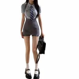 2023 новый женский комплект jk униформы с юбкой, летняя новинка n style Sweet Spice, рубашка с короткими рукавами, юбка из двух частей, комплект jk s496 B3Eh #