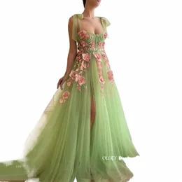 oloey Fairy Elegant Light Green Tulle Lg Prom Dres 2023 Spaghetti Straps Spit Bing Party Formal Evening Gowns Vestidos o9q3#