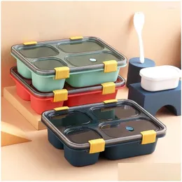 Servis uppsättningar fyra fack Lunchbox Portable Microwave Safe School and Office Sallad Boxes Container för ADT Kids MHY019 Drop de Otryv