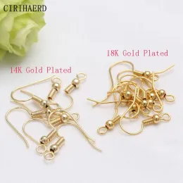 14K/18K Real Gold Plated Brass Jewelry Hooks 귀걸이 제조 소모품 DIY 보석 액세서리 귀걸이 발견 부품 도매