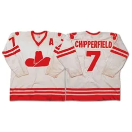 24S 7 Ron Chipperfield Calgary Cowboys 1975-77 Hockey Jersey Hafted Stitched Dostosuj dowolną liczbę i nazwę koszulki college'u